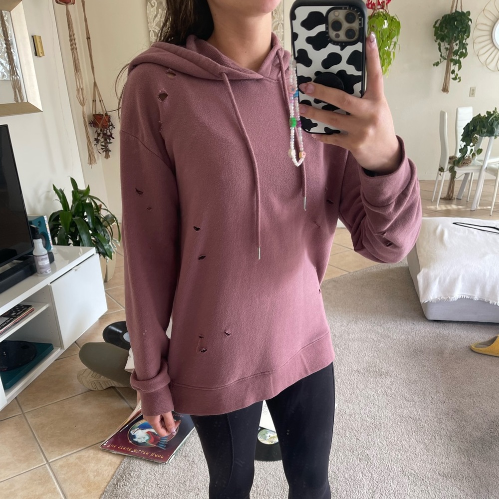 Mauve Distressed hoodie